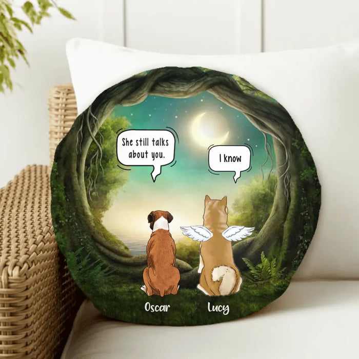 Custom Personalized Memorial Pet Round Pillow - Gift for Dog/Cat Lovers - Memorial ConversationPillow - Up to 5 Dogs/Cats