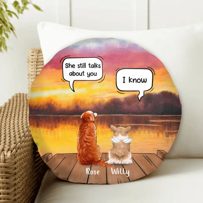 Custom Personalized Pet Memorial Round Pillow - Upto 5 Pets - Memorial Gift Idea For Dog/ Cat Lover