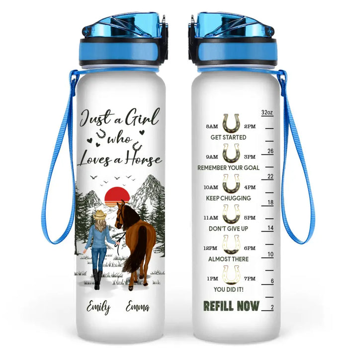 Custom Personalized Horse Girl Tracker Bottle - Upto 6 Horses - Mother's Day Gift Idea Horse Lovers - And She Lived Happily Ever After