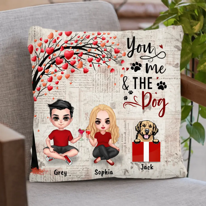 Custom Personalized Couple Pillow Cover - Up to 5 Dogs - Gifts for Couples - Happy Valentine's Day
