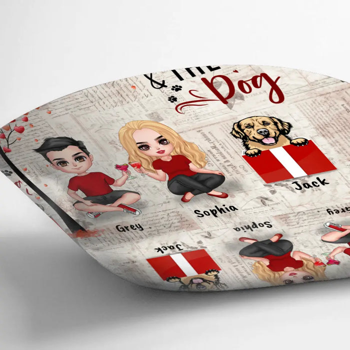 Custom Personalized Couple Pillow Cover - Up to 5 Dogs - Gifts for Couples - Happy Valentine's Day