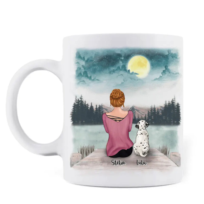 Personalized Pets Mom Mug - Mom With Up to 4 Pets - Best Gift For Cat Lovers, Dog Lovers - Love Is A Four-Legged Word - FD19NO