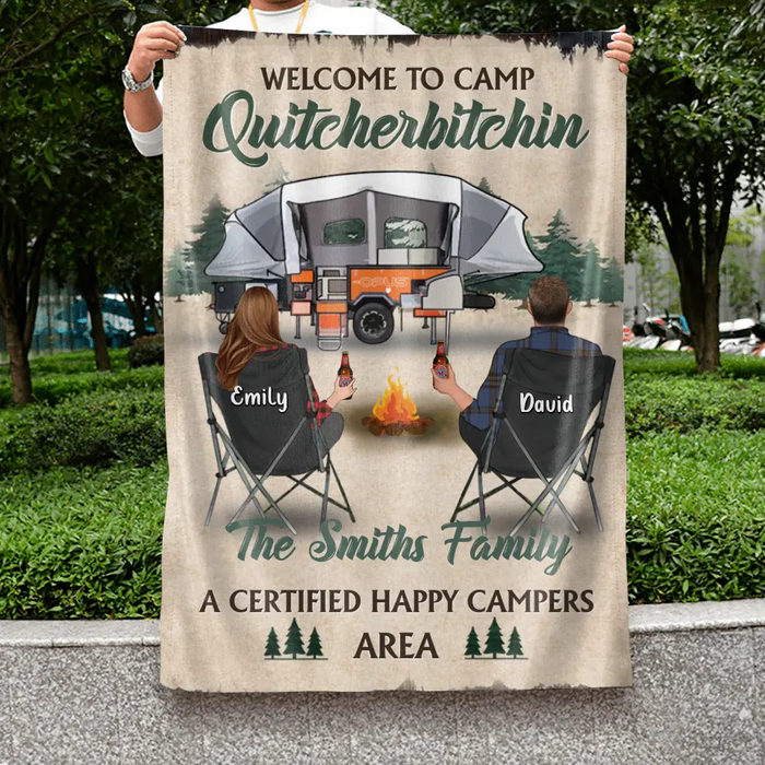 Custom Personalized Camping Flag Sign - Best Gift For Camping Lovers - A Certified Happy Campers Area