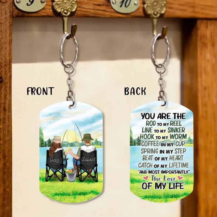 Custom Personalized Fishing Couple Aluminum Keychain - Gift Idea For Him/ Husband - You Are The Rod To My Reel