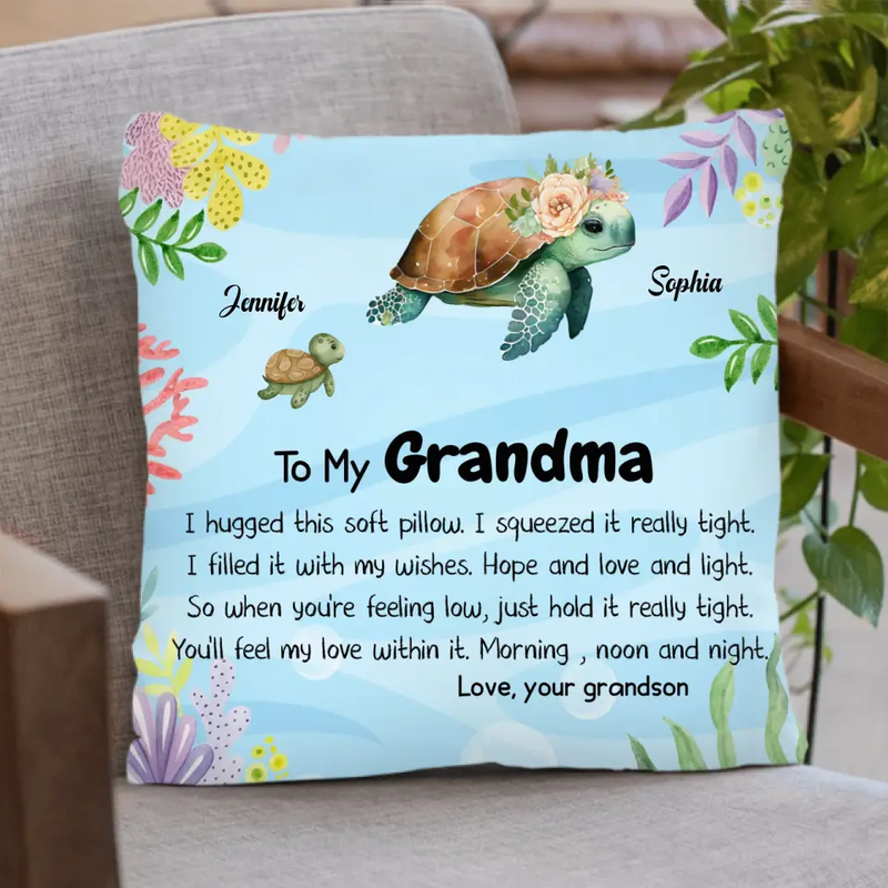 Personalized Grandparent Pillow Cover - Up to 6 Grandchildren - Gift Idea For Grandma/Grandpa - I Hugged This Soft Pillow