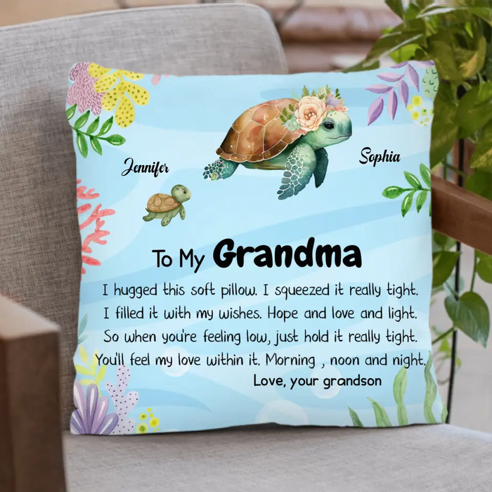 Personalized Grandparent Pillow Cover - Up to 6 Grandchildren - Gift Idea For Grandma/Grandpa - I Hugged This Soft Pillow