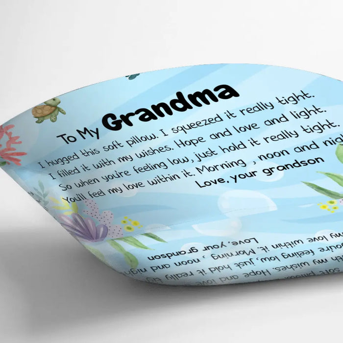 Personalized Grandparent Pillow Cover - Up to 6 Grandchildren - Gift Idea For Grandma/Grandpa - I Hugged This Soft Pillow