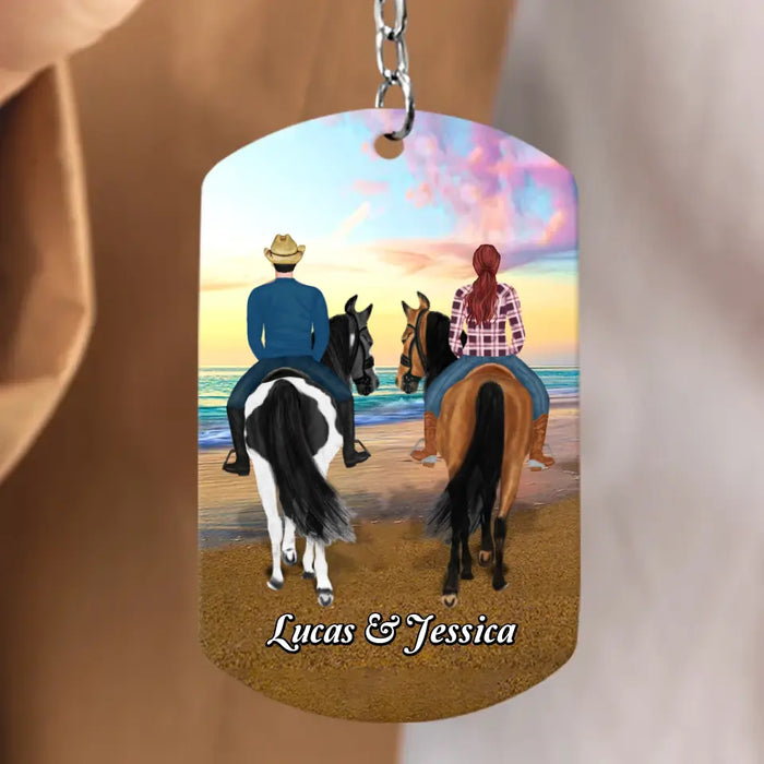 Personalized Riding Horse Couple Aluminum Keychain - Gift Idea For Him/ Husband - I'm Proud Of You