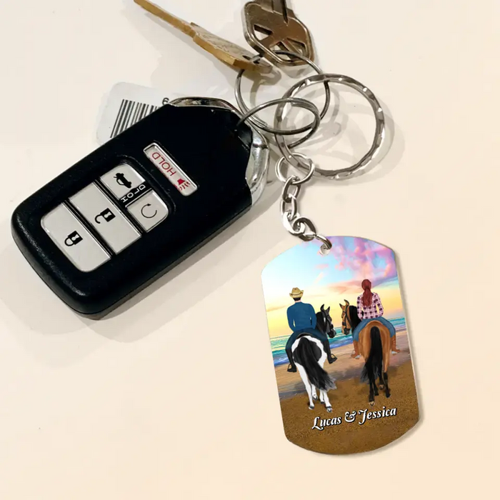 Personalized Riding Horse Couple Aluminum Keychain - Gift Idea For Him/ Husband - I'm Proud Of You