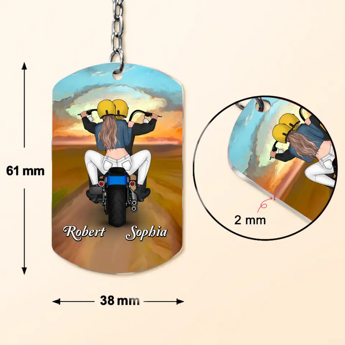 Personalized Riding Motor Couple Aluminum Keychain - Gift Idea For Him/ Husband - You're Sexy
