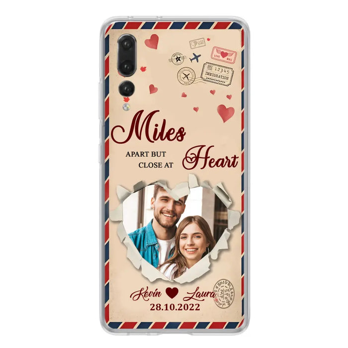 Custom Personalized Couple Phone Case - Gift Idea For Couple/Valentines Day - Upload Photo - Miles Apart But Close At Heart - Case For Oppo/ Xiaomi/ Huawei