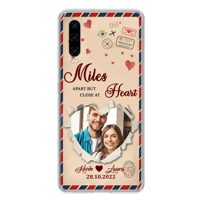 Custom Personalized Couple Phone Case - Gift Idea For Couple/Valentines Day - Upload Photo - Miles Apart But Close At Heart - Case For Oppo/ Xiaomi/ Huawei