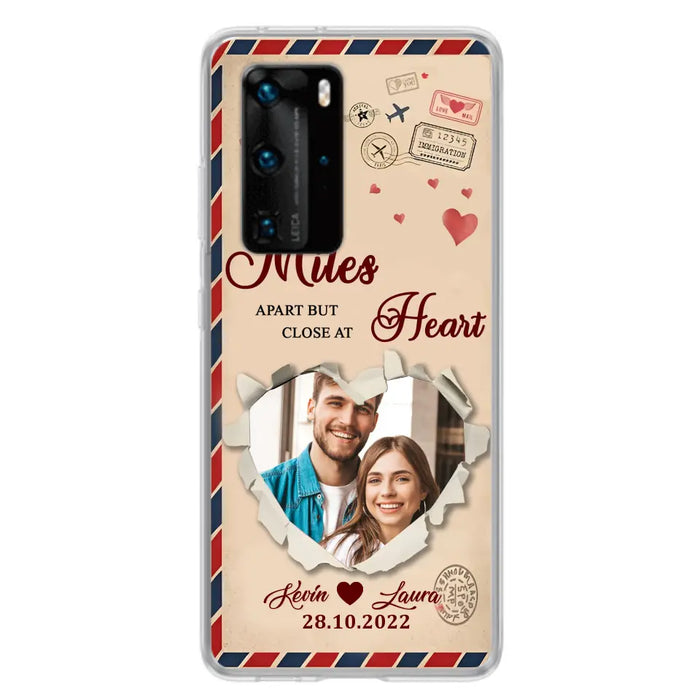 Custom Personalized Couple Phone Case - Gift Idea For Couple/Valentines Day - Upload Photo - Miles Apart But Close At Heart - Case For Oppo/ Xiaomi/ Huawei