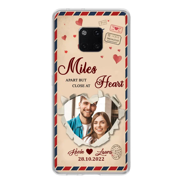 Custom Personalized Couple Phone Case - Gift Idea For Couple/Valentines Day - Upload Photo - Miles Apart But Close At Heart - Case For Oppo/ Xiaomi/ Huawei