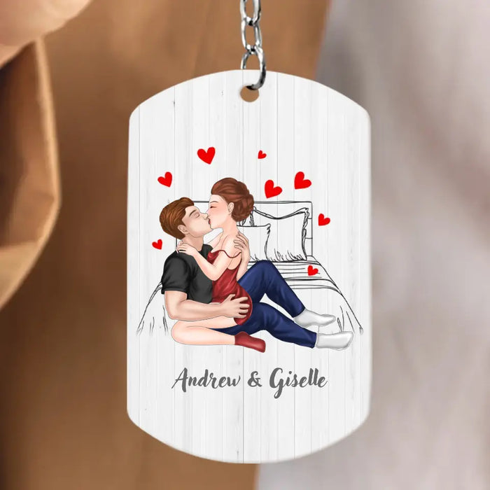 Custom Personalized Couple Aluminum Keychain - Gift Idea For Couple/Him/Her/Wife - I Love You With All My Boobs