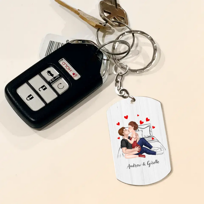 Custom Personalized Couple Aluminum Keychain - Gift Idea For Couple/Him/Her/Wife - I Love You With All My Boobs