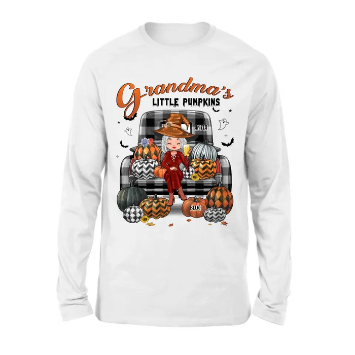 Custom Personalized Grandma Shirt/Hoodie - Upto 10 Kids - Halloween Gift For Grandma - Grandma's Little Pumpkins