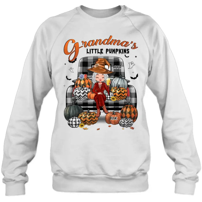 Custom Personalized Grandma Shirt/Hoodie - Upto 10 Kids - Halloween Gift For Grandma - Grandma's Little Pumpkins