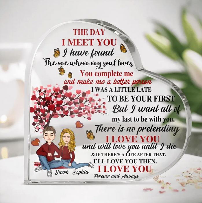 Custom Personalized Couple Crystal Heart - Gift Idea For Couple/Him/Her - The Day I Met You