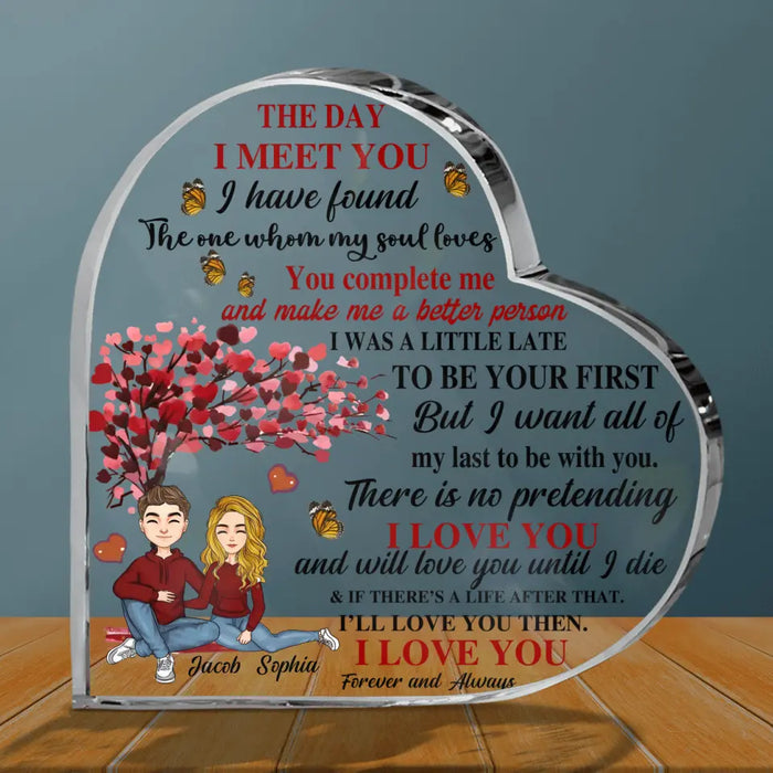 Custom Personalized Couple Crystal Heart - Gift Idea For Couple/Him/Her - The Day I Met You