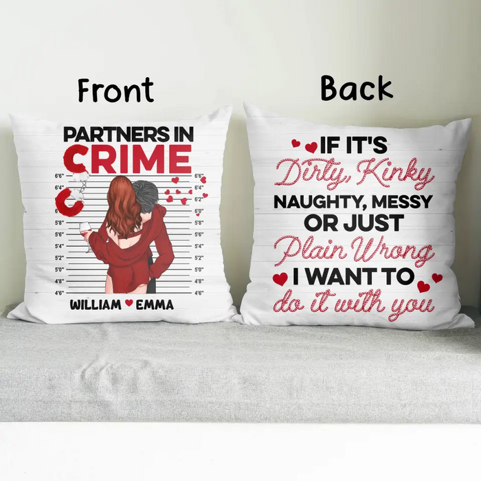 Custom Personalized Couple Pillow Cover - Best Gift Idea For Husband/ Wife/ Birthday/ Anniversary - Partners In Crime