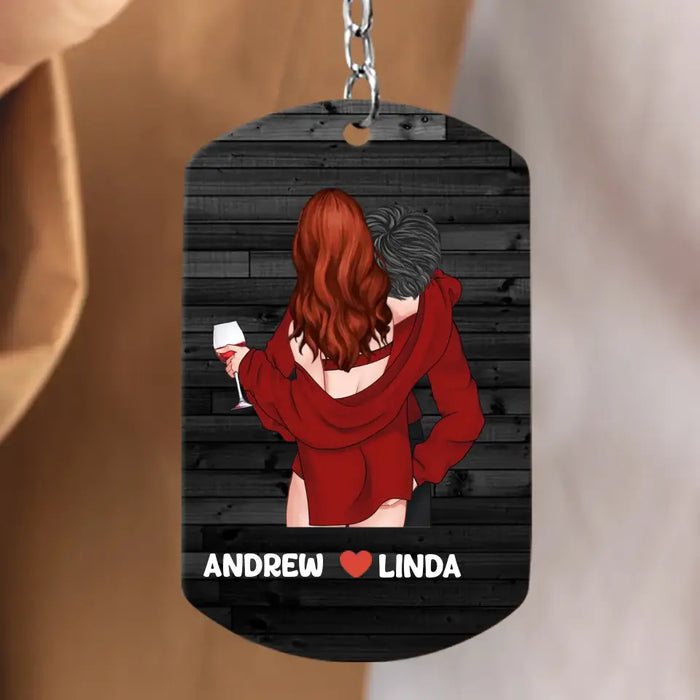 Custom Personalized Couple Aluminum Keychain - Gift Idea For Couple/Him/Her/Wife - Drive Safe Handsome I Need You Here