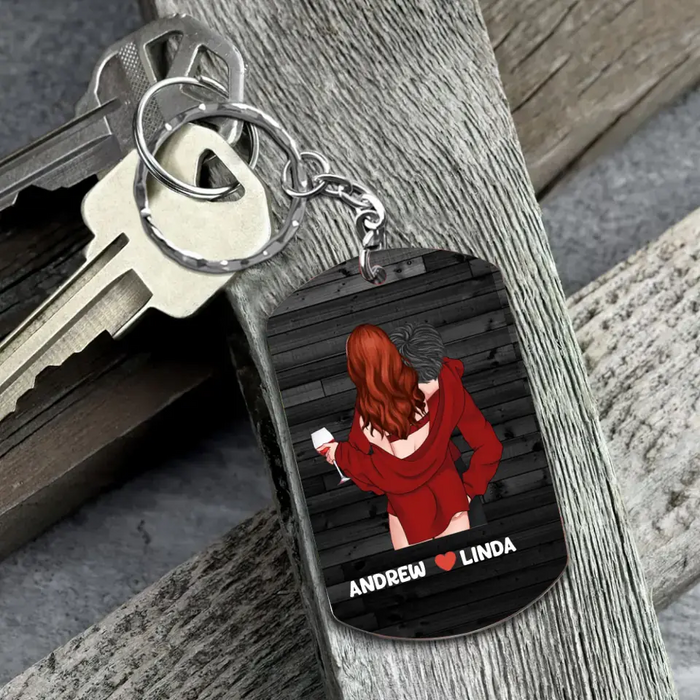 Custom Personalized Couple Aluminum Keychain - Gift Idea For Couple/Him/Her/Wife - Drive Safe Handsome I Need You Here