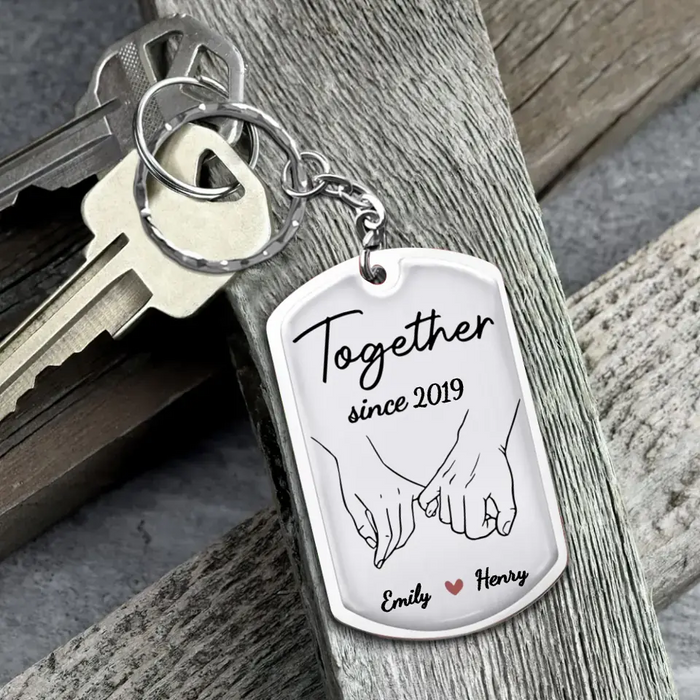 Custom Personalized Couple Aluminum Keychain - Gift Idea For Couple/ Him/ Her/ Anniversary/ Valentines - Drive Safe Handsome I Need You Here With Me