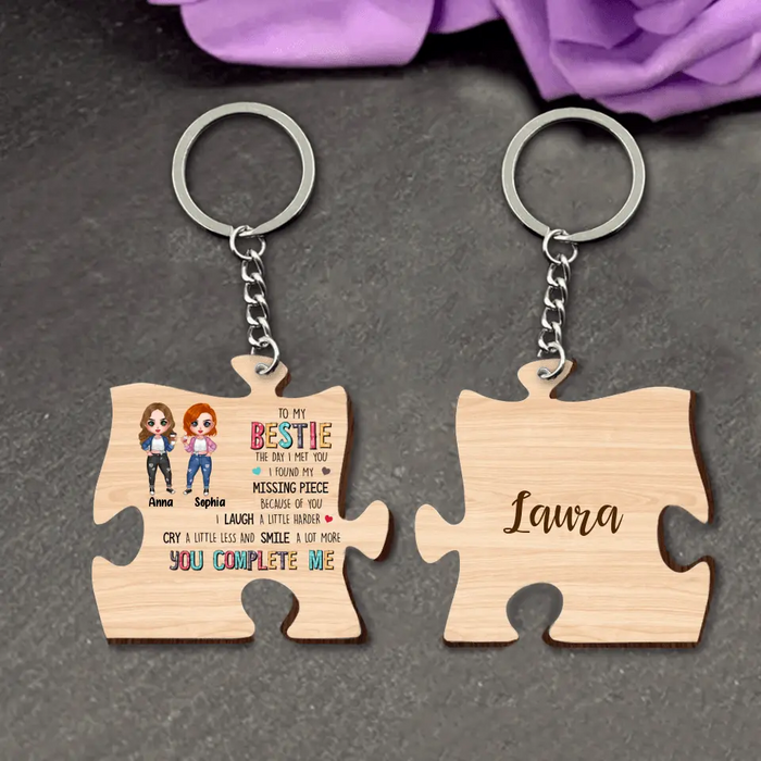 Custom Personalized Bestie Wooden Keychain - Gift Idea For Best Friends - I Found My Missing Piece