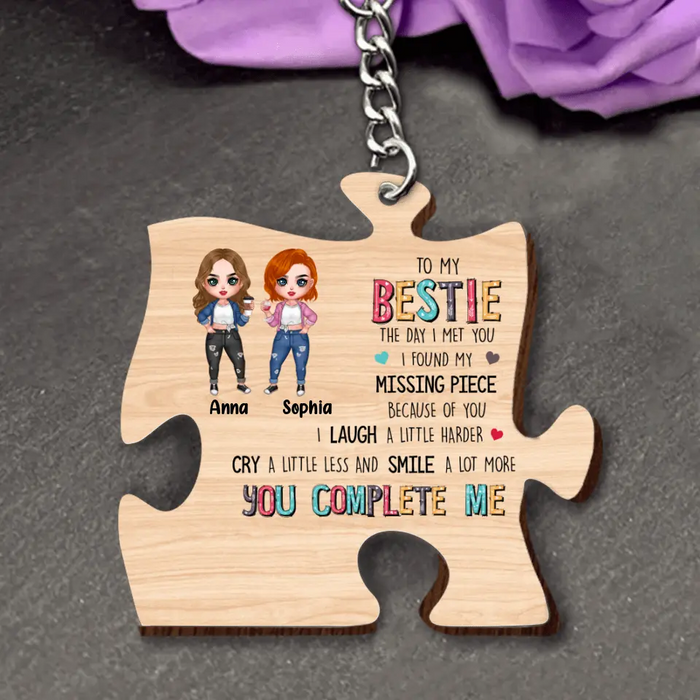 Custom Personalized Bestie Wooden Keychain - Gift Idea For Best Friends - I Found My Missing Piece