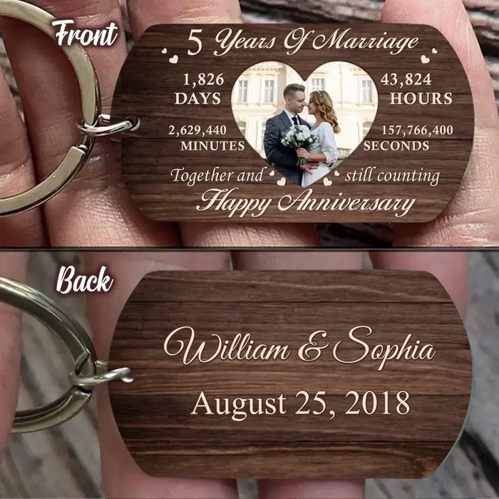 Custom Personalized Wedding Photo Aluminum Keychain - Wedding/Anniversary Gift Idea for Couple - Years Of Marriage Happy Anniversary