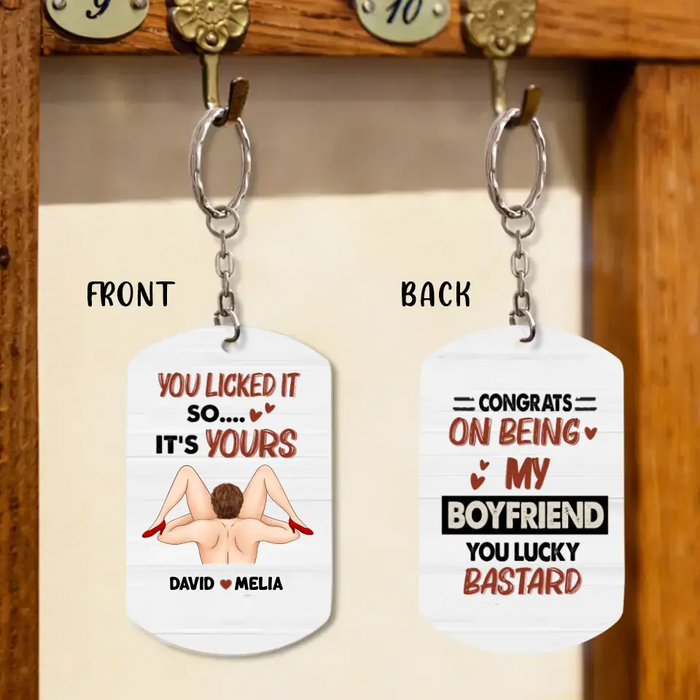 Personalized Couple Aluminum Keychain - Best Gift Idea For Couple/Anniversary - Congrats On Being My Boyfriend You Lucky Bastard