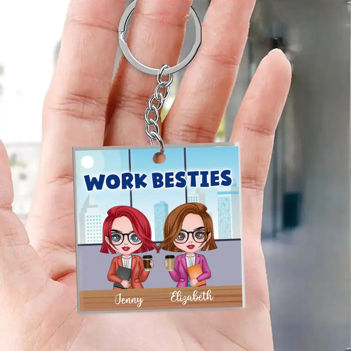 Custom Personalized Work Besties Acrylic Keychain - Upto 4 Besties - Gifts Idea for Besties/Colleagues - You Are The Reason I Don't Punch People At Work