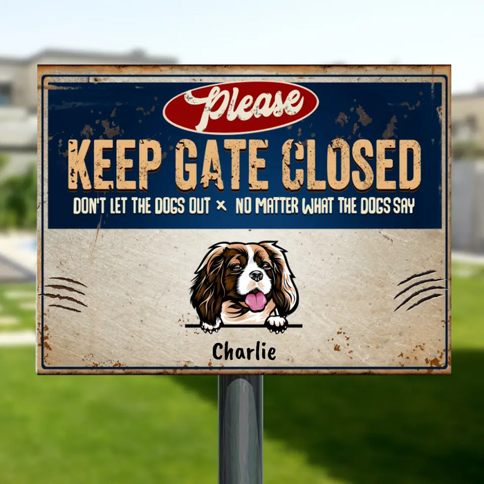 Custom Personalized Guard Dog Metal Sign - Best Gift Idea For Dog Lovers - Please Keep Gate Closed - 32E5WM
