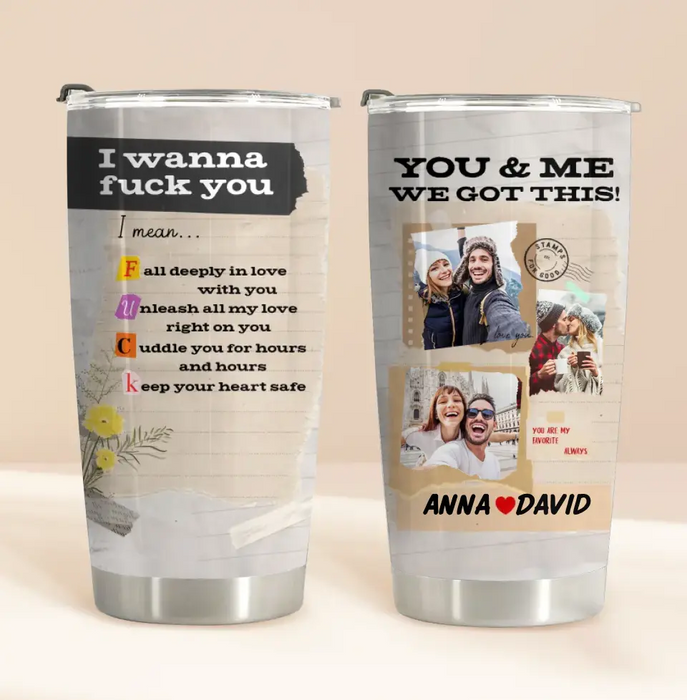 Custom Personalized Photo Couple Tumbler - Gift Idea for Couple/Him/Her - Upload Photos - Fall Deeply In Love With You