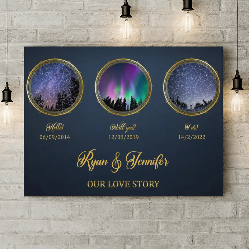 Personalized Couple Star Map Canvas - Gift Idea For Couple - Our Love Story
