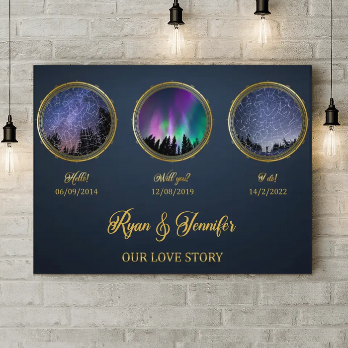 Custom Personalized Couple Star Map Canvas - Gift Idea For Couple - Our Love Story