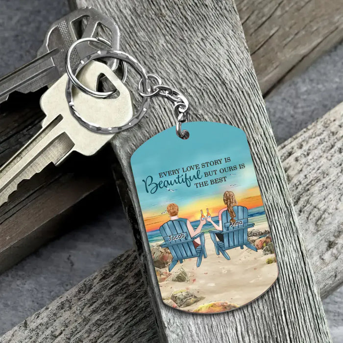 Custom Personalized Couple Aluminum Keychain - Gift Idea For Couple/ Valentines Day - Every Love Story Is Beautiful But Ours Is The Best