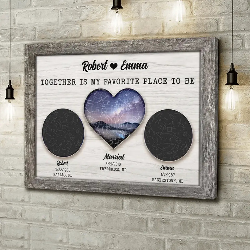 Personalized Couple Canvas - Valentine's Day Gift Idea for Couple/Him/Her - Together Is My Favorite Place To Be