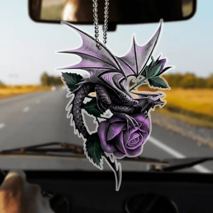 Custom Personalized Dragon Rose Car Ornament