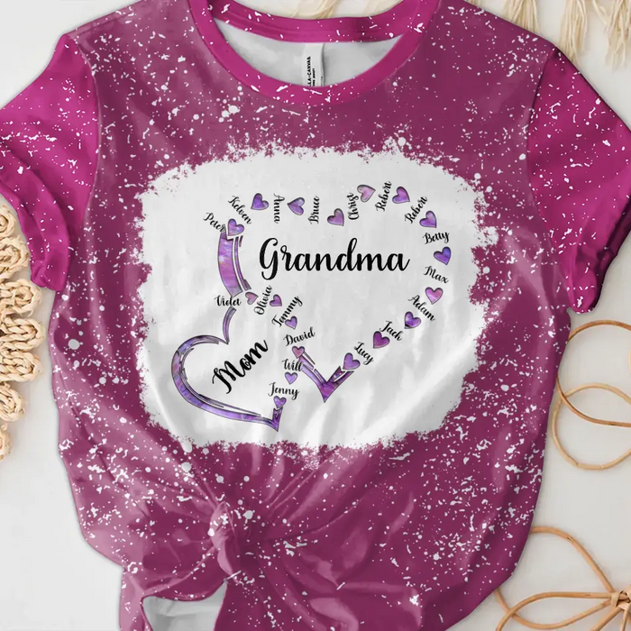 Custom Personalized Mom Grandma And Kids Heart T-shirt - Gift Idea For Mother/ Grandma - Upto 4 Kids And 12 Grandkids