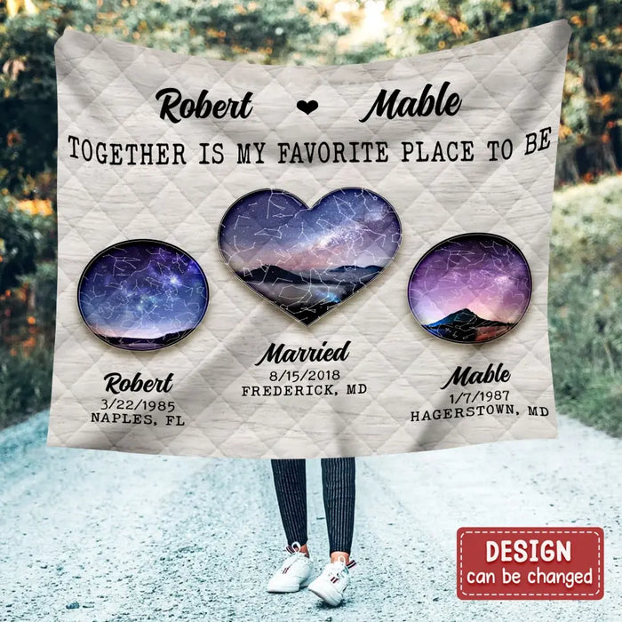 Custom Personalized Couple Quilt/Fleece Throw Blanket - Valentine's Day Gift Idea for Couple - Together Is My Favorite Place To Be