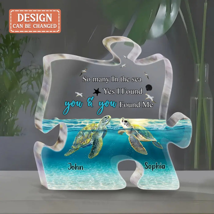 Custom Personalized Ocean Couple Turtle Acrylic Plaque - Gift Idea For Couple/ Valentine's Day - I Love You To The Beach And Back