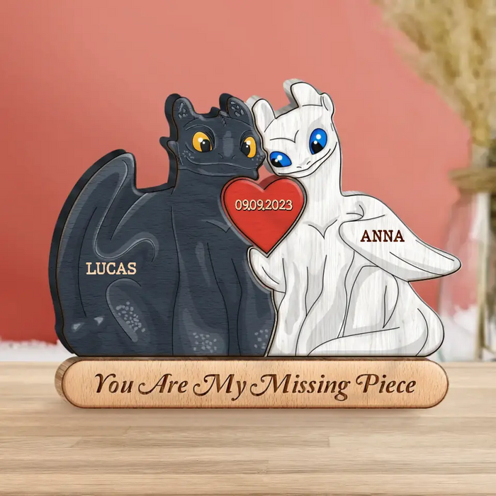 Custom Personalized Dragon Couple Wooden Puzzle - Gift Idea For Couple/ Him/ Her/ Valentine's Day - You Are My Missing Piece