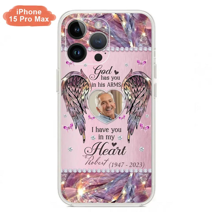 Custom Personalized Memorial Phone Case - Memorial Gift Idea For Family - Case For iPhone/Samsung - God Has You In His Arms