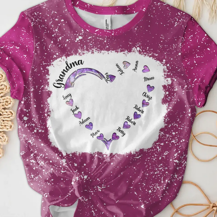 Custom Personalized Grandma Hearts T-shirt - Family Best Gifts For Mother's Day -  Upto 12 Kids