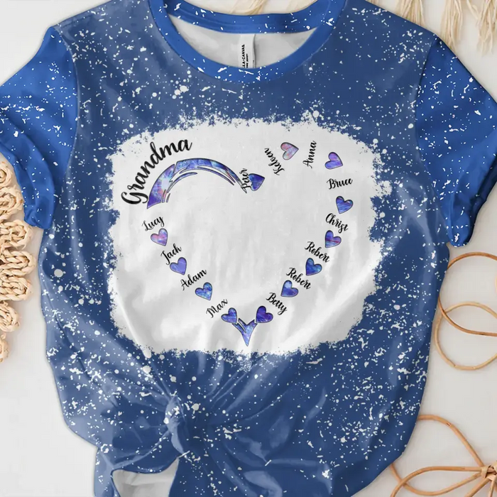 Custom Personalized Grandma Hearts T-shirt - Family Best Gifts For Mother's Day -  Upto 12 Kids