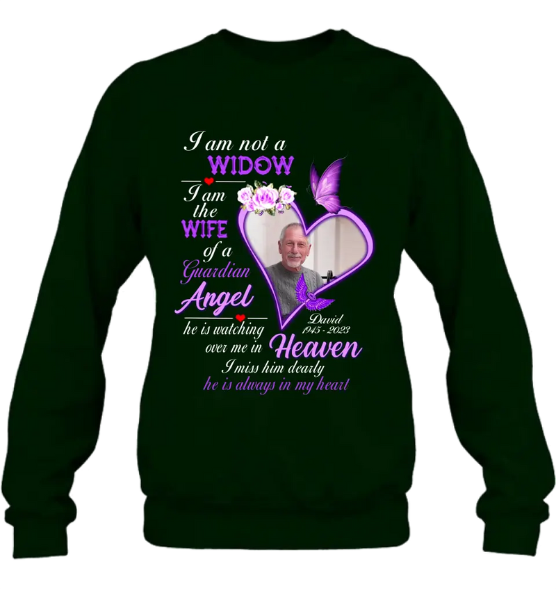 Personalized Memorial Photo T-Shirt/Long Sleeve/Sweatshirt/Hoodie - Upload Photo - Gift Idea For Family - I Am Not A Widow