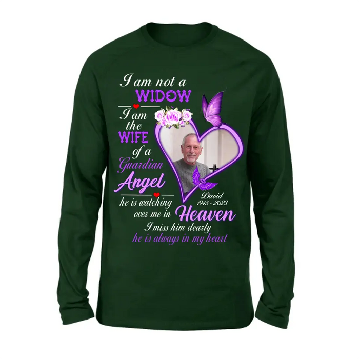 Custom Personalized Memorial Photo T-Shirt/ Long Sleeve/ Sweatshirt/ Hoodie - Upload Photo - Gift Idea For Family - I Am Not A Widow