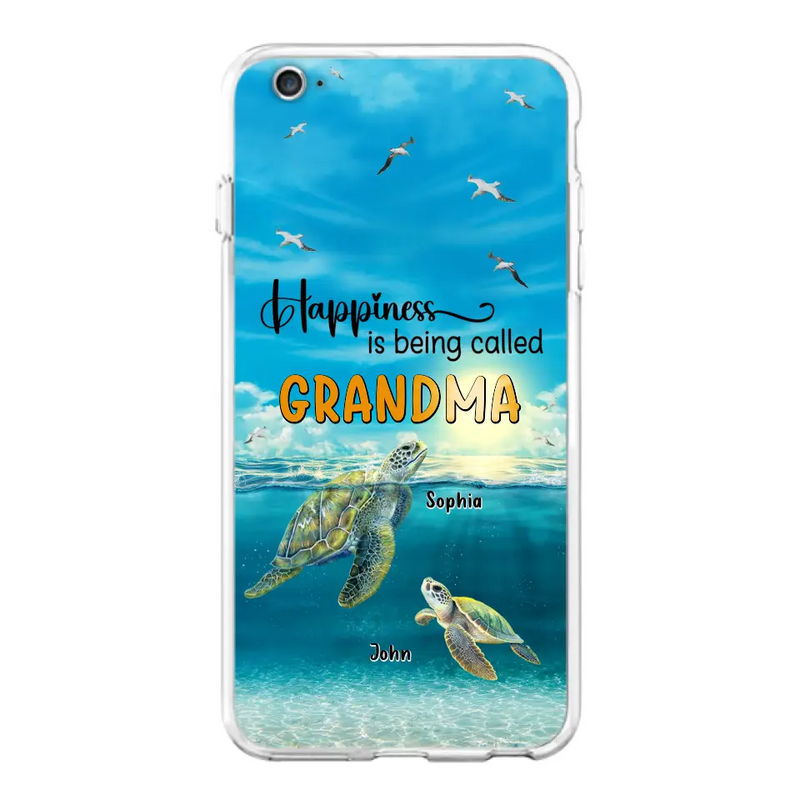 Custom Personalized Grandma Mom Turtle Phone Case - Gift Idea For Grandma - Up to 10 Kids - Happiness Is Being Called Grandma - Case For iPhone, Samsung
